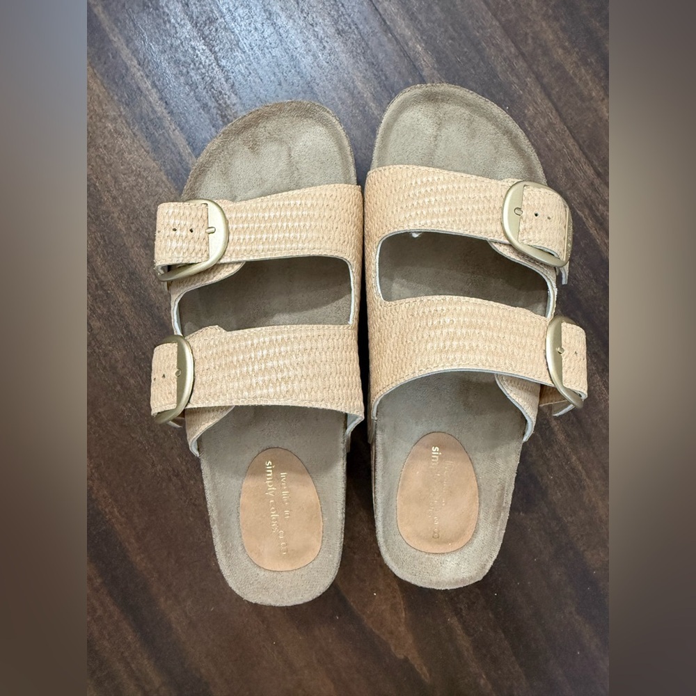 Simply Southern Beige Buckle Platform Sandals